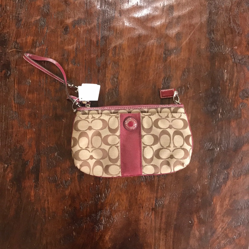 Coach wristlet - brown with mauve trim